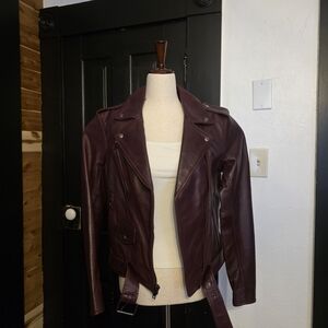 7 For All Mankind Deep Burgundy Leather Jacket